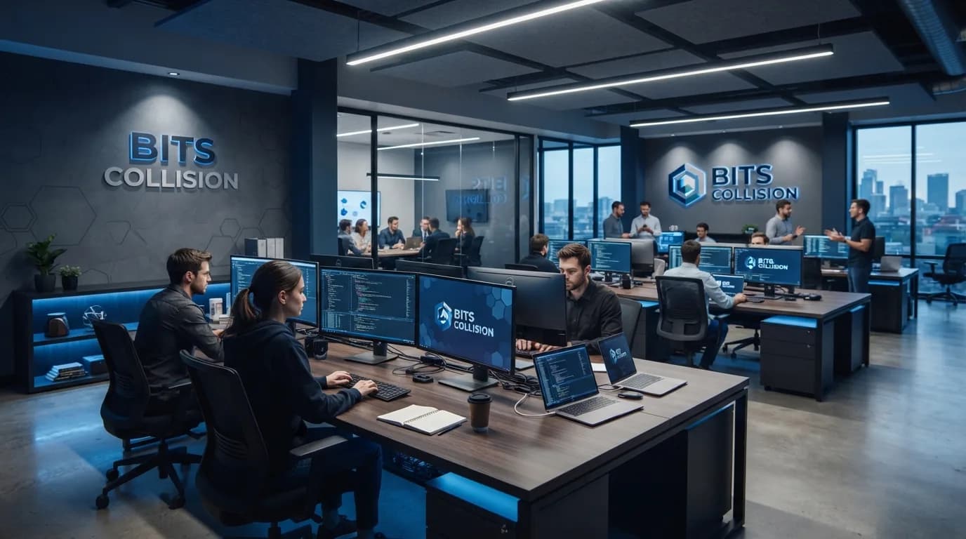 The Bits Collision team at work in the company's development office