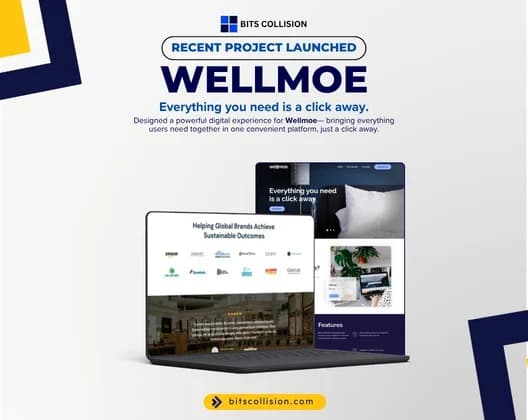 Wellmoe platform website on a laptop screen