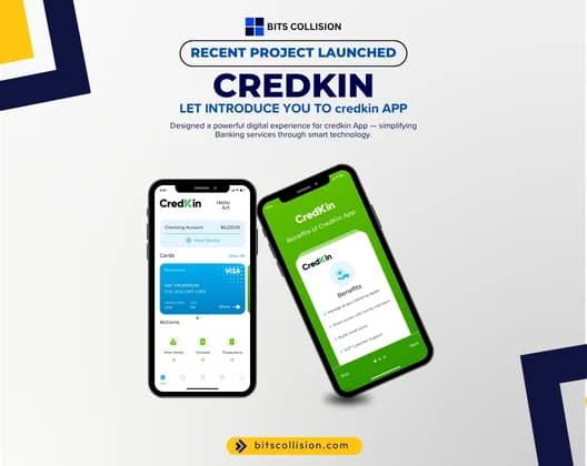 Credkin banking app screens on two phones