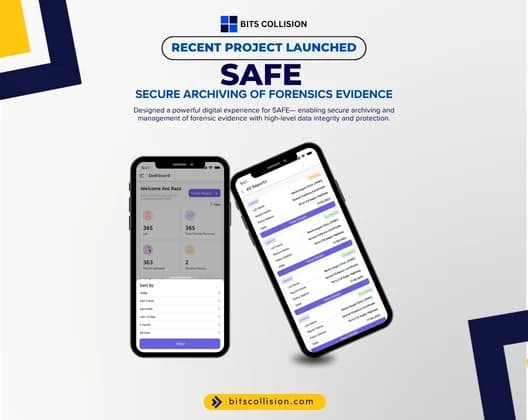 SAFE forensic evidence app dashboard on two phones